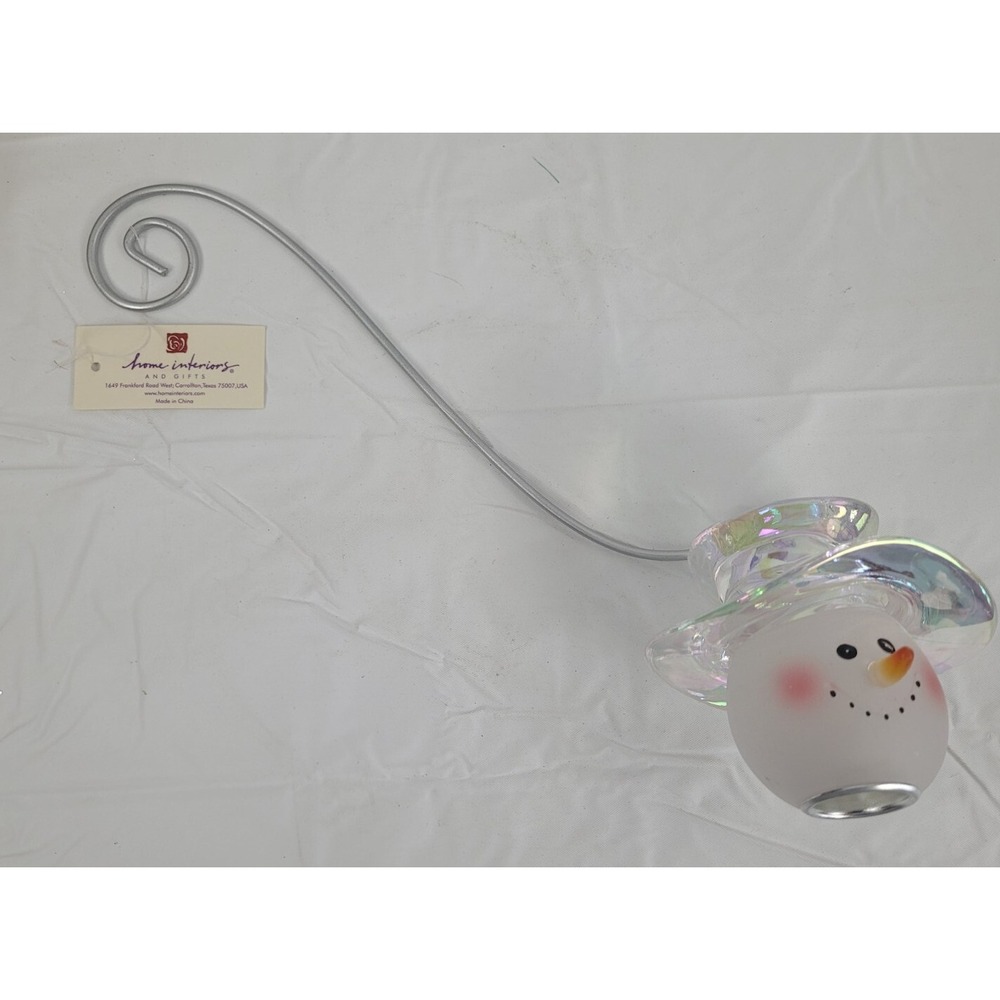 Vintage Home Interiors Iridescent Glass Snowman Candle Snuffer NOS #56020